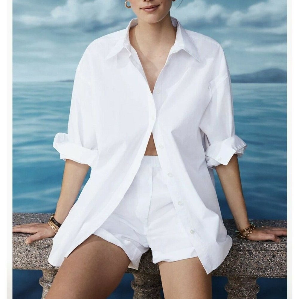 BABATON Essential Oversized White Button Down Shirt